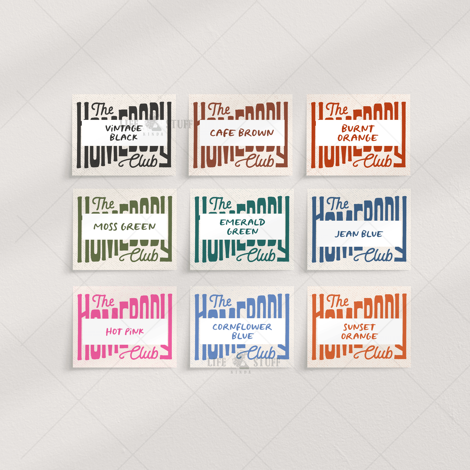 The Homebody Club eclectic typography art print in multiple color options