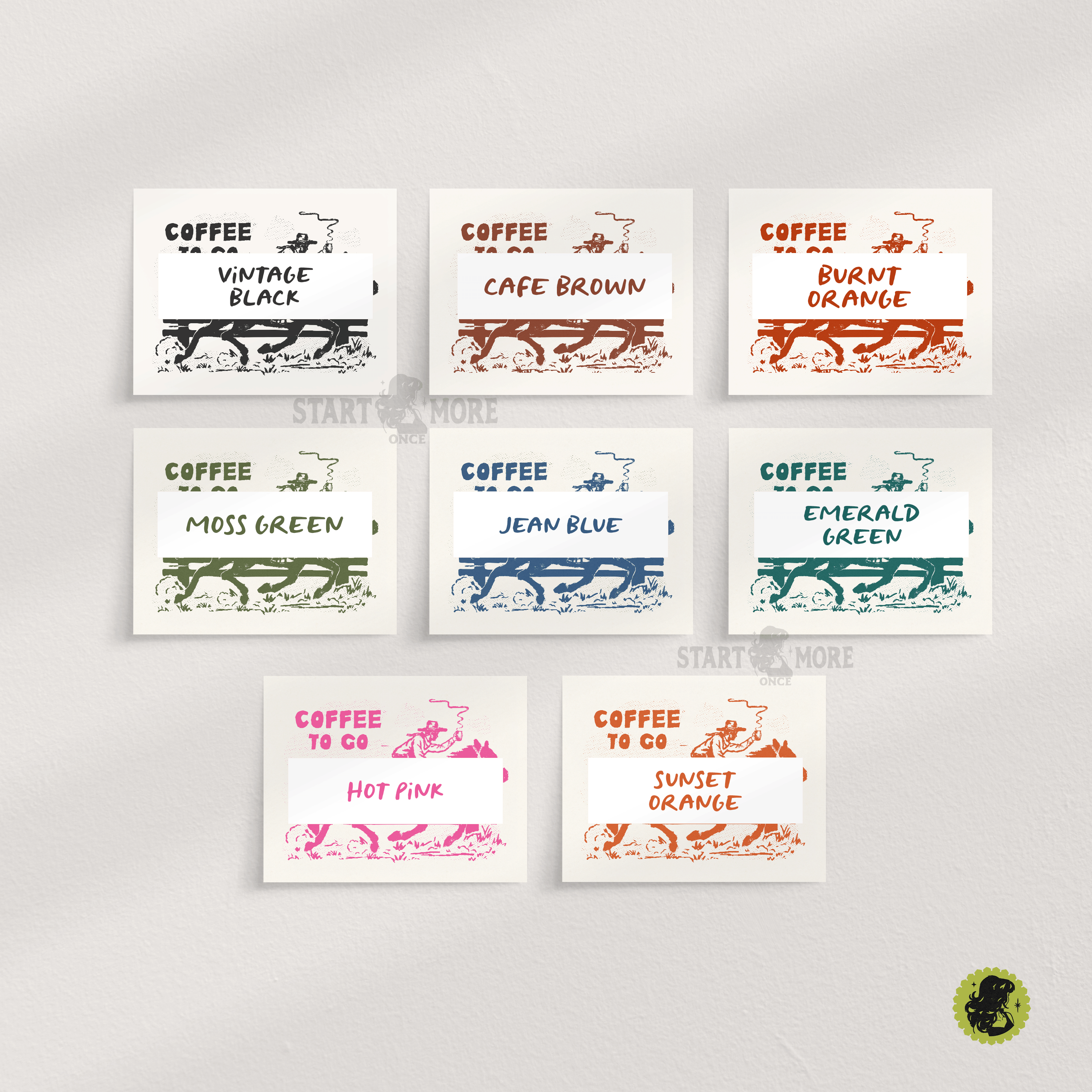 Coffee To Go western print in various colors