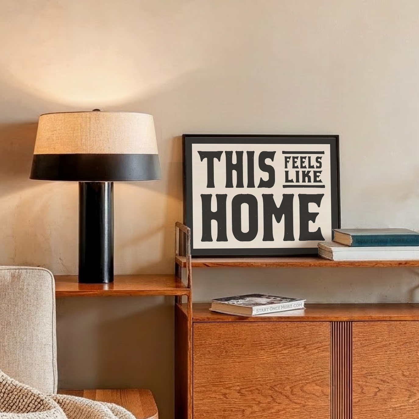 This Feels Like Home western typography art print with bold black retro lettering on cream cotton paper.