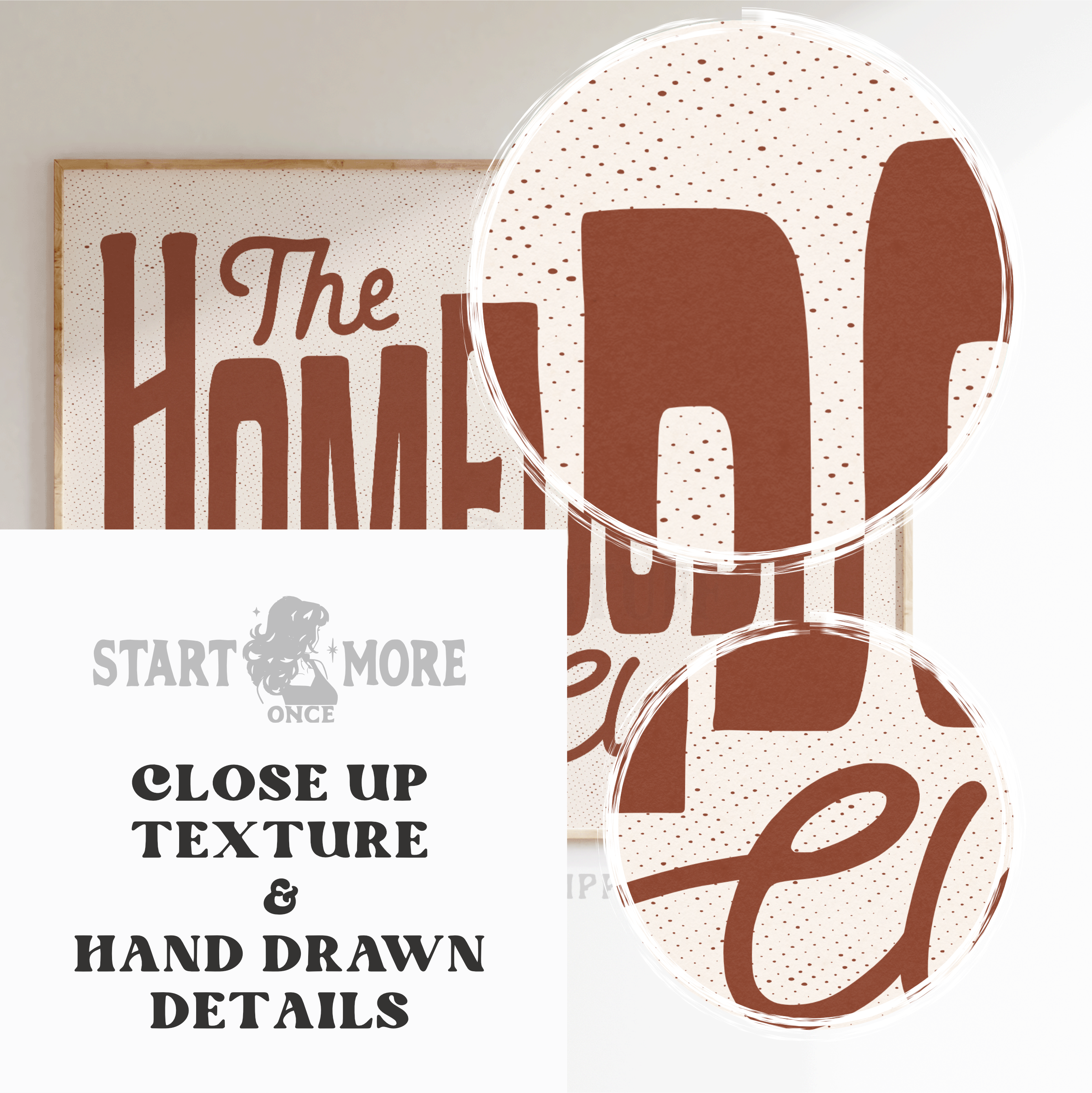 The Homebody Club Art Print Eclectic Mid-Century Modern Typography Poster closeup
