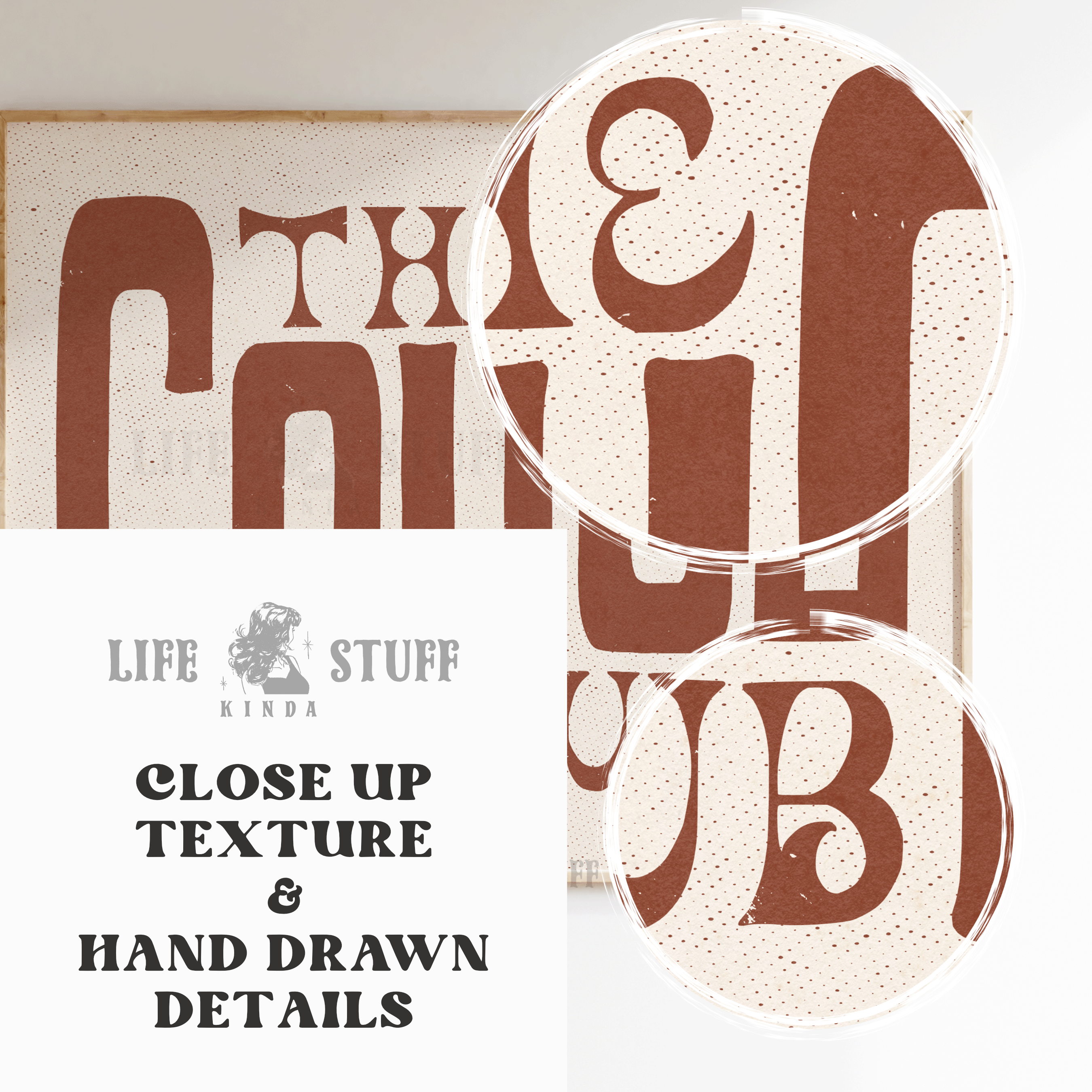 The Couch Club art print featuring brown retro typography on a natural matte white background, eclectic wall art style.