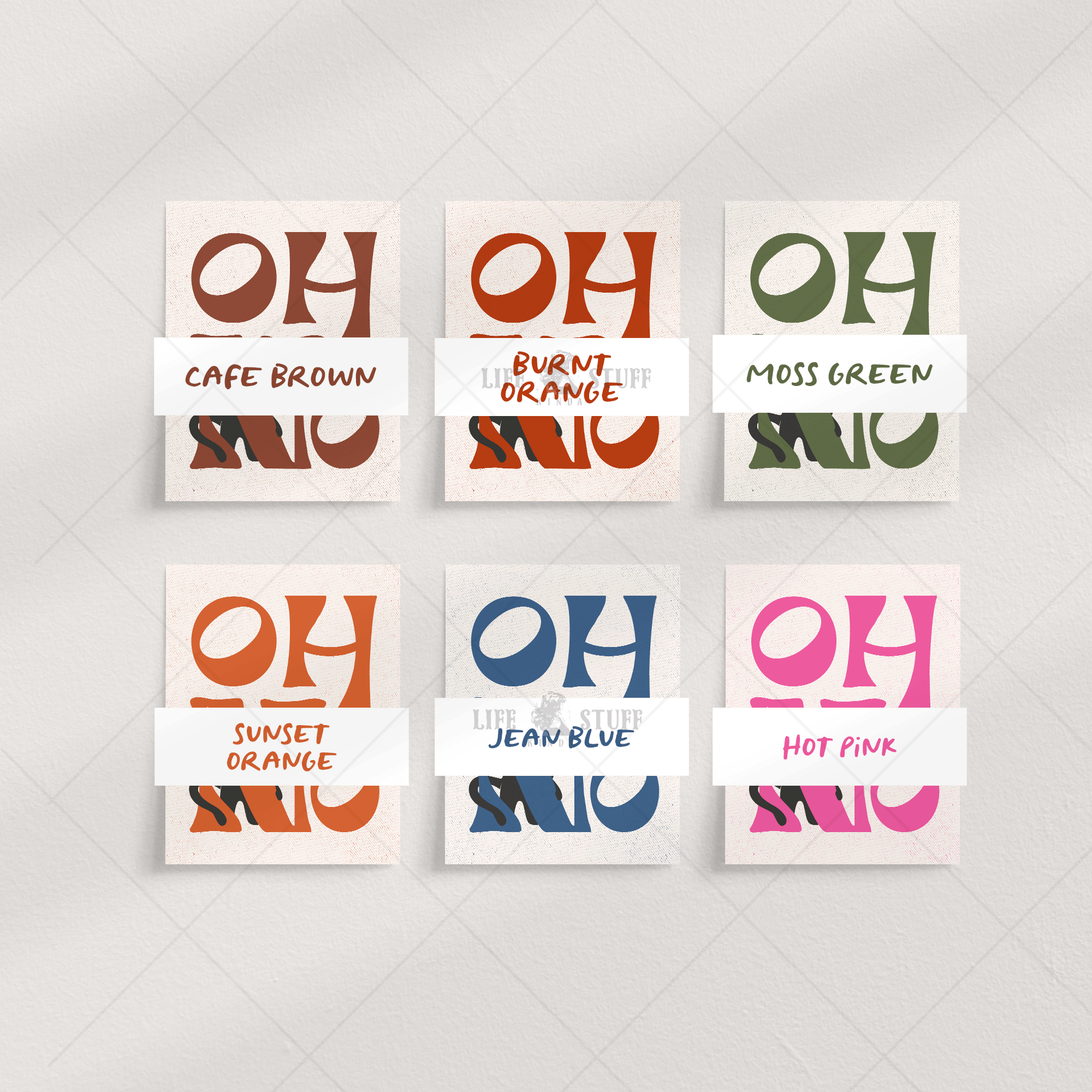 Funny black cat art print with "Oh No" text in various colors, quirky eclectic wall decor for a colorful kitchen