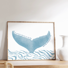 Jonah 2 2 bible verse art print with light blue whale tail illustration on textured cream cotton paper.