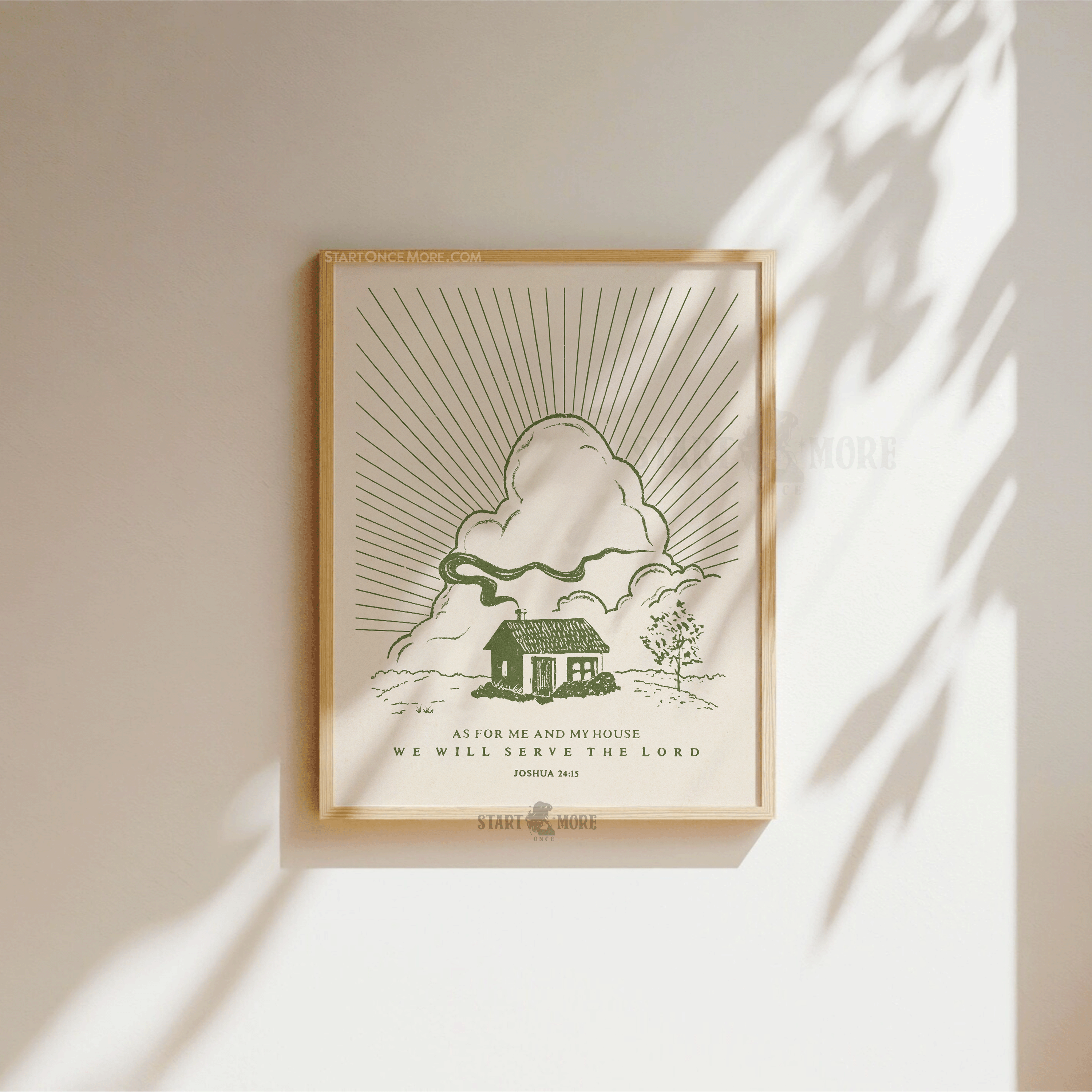 Joshua 24:15 "As For Me and My House" western art print, simple minimalist Christian wall decor
