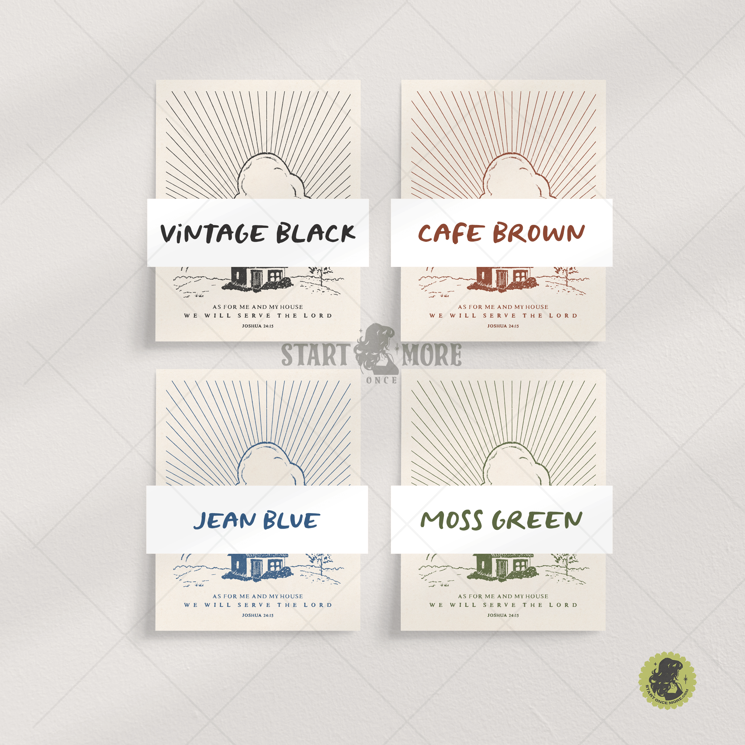 Joshua 24:15 "As For Me and My House" western art print, in various colors